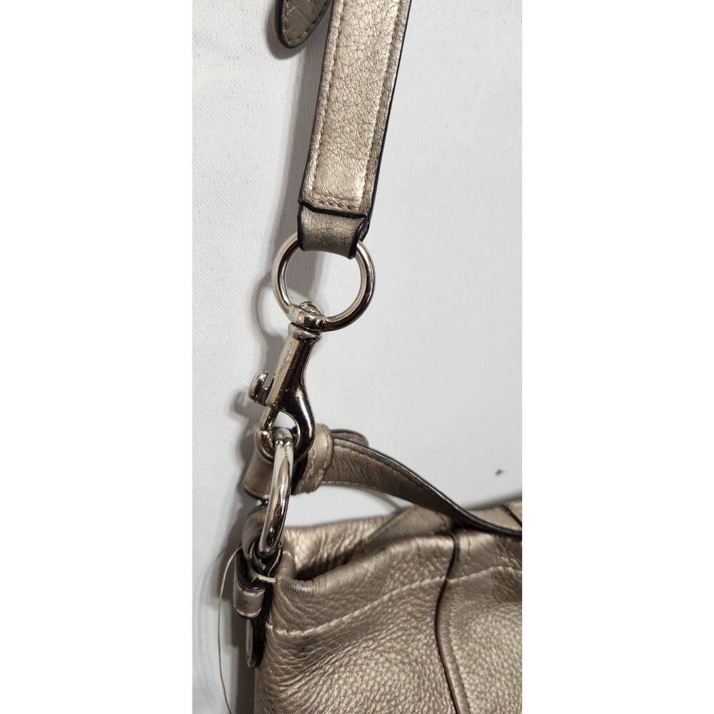 Coach Park Metalic W/Pebbled Leather Crossbody Hobo Bag Handbag Purse F31323 - Picture 6 of 11